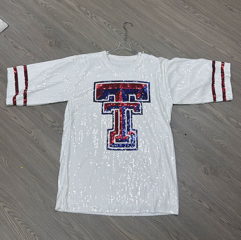 Women Sequin Texans Jersey T Shirt