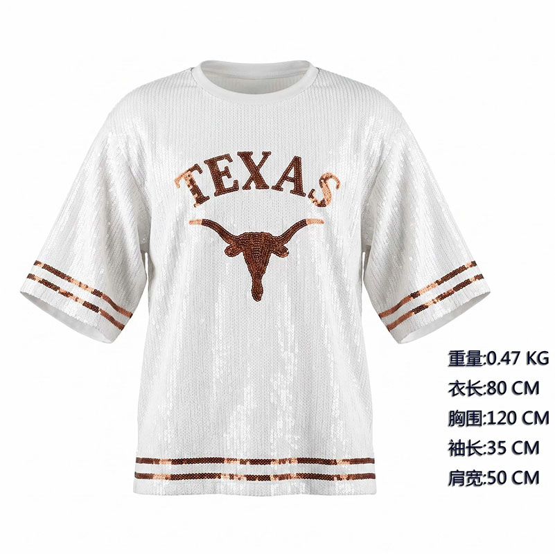 Long Style Women Longhorn Sequin Jersey