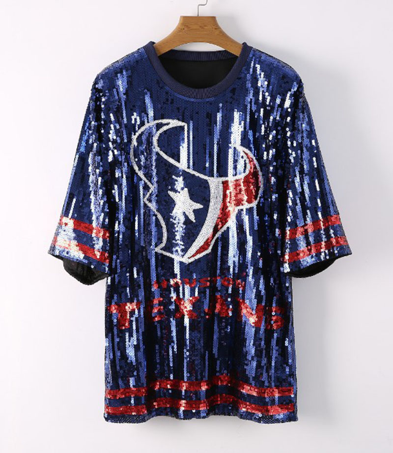 Long Style Sequin Houston Texans Cheer Jersey
